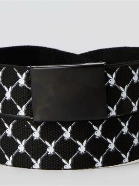 Playboy Bunny Logo Belt w/ Buckle Black and White Small/Medium 46 inches